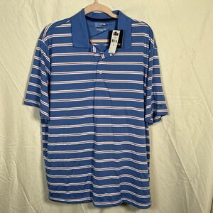 Chaps Men's Polo Shirt XL Blue Red White Stripe Short Sleeve NWT